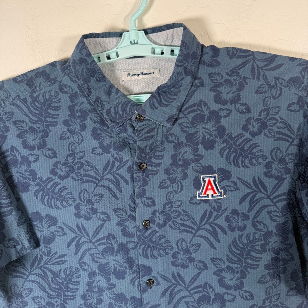 Tommy Bahama Shirt Mens 2XL Blue Arizona Wildcats Floral Pima Cotton Hawaiian
